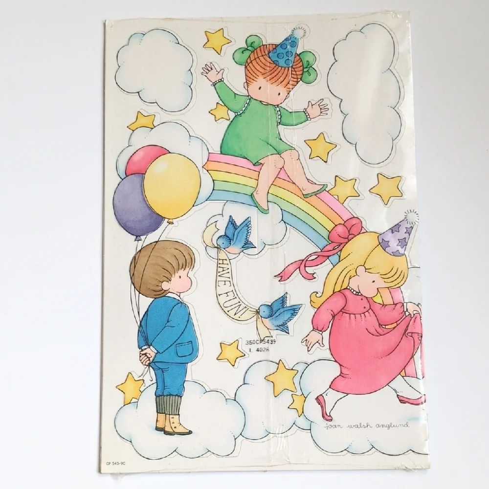 Vintage 80s Hallmark Rainbow Cat Birthday Party Centerpiece Joan Walsh Angulnd